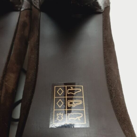 REBECCA BLUE Lace-up High Cone Heels Suede & Patent Leather Shoes Sz 7.5 Eur 38 - Picture 16 of 16